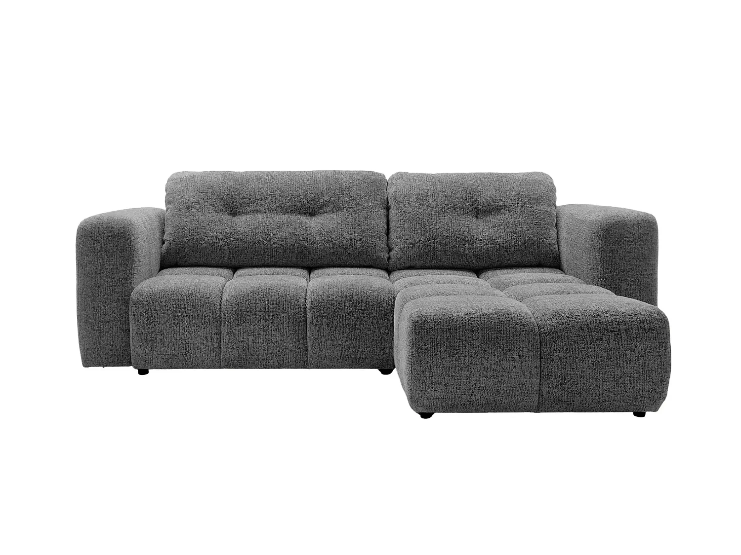 ROMY - Canapé d'angle convertible tissu chenille 3 places Gris foncé