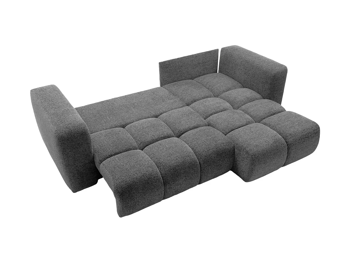 ROMY - Canapé d'angle convertible tissu chenille 3 places Gris foncé