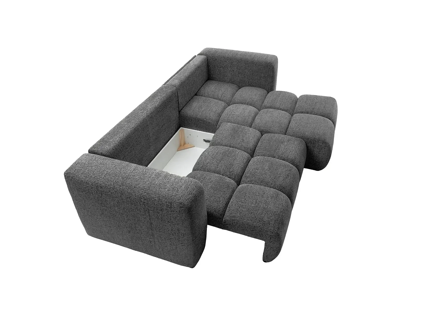 ROMY - Canapé d'angle convertible tissu chenille 3 places Gris foncé