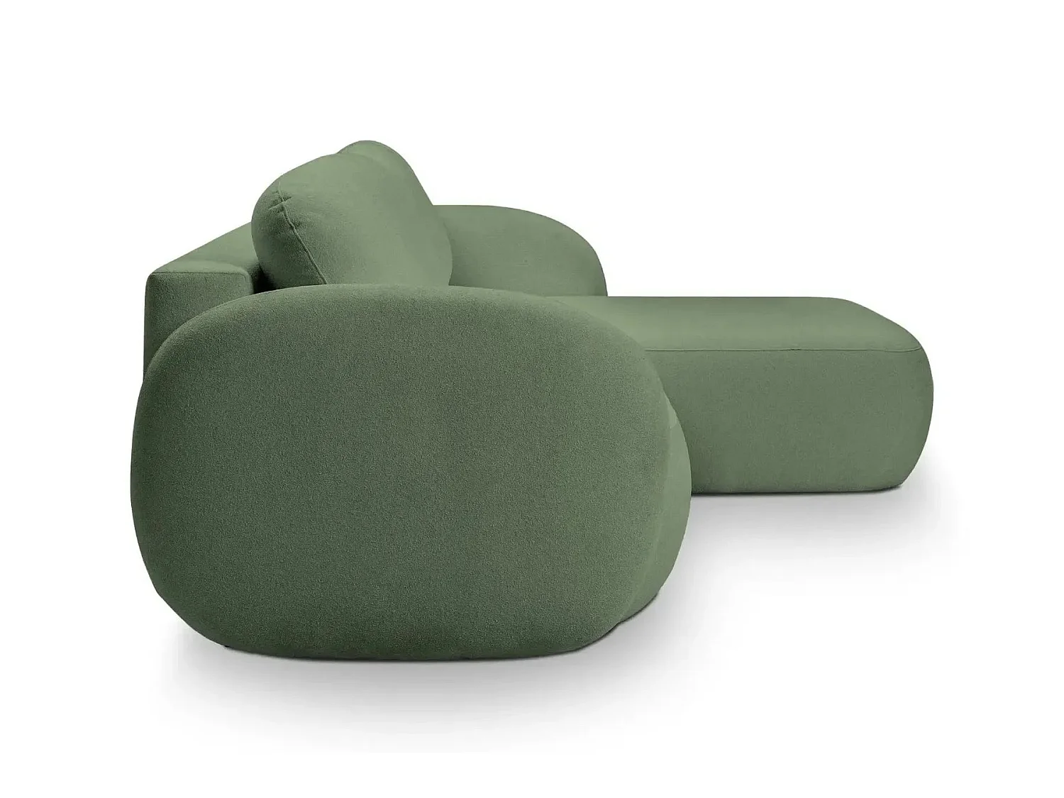 SANTIAGO - Canapé d'angle convertible tissu bouclette 4 places Vert Droit