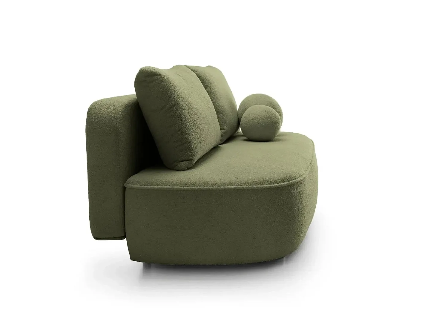 VICTOIRE - Canapé droit convertible tissu bouclette 2 places Vert olive