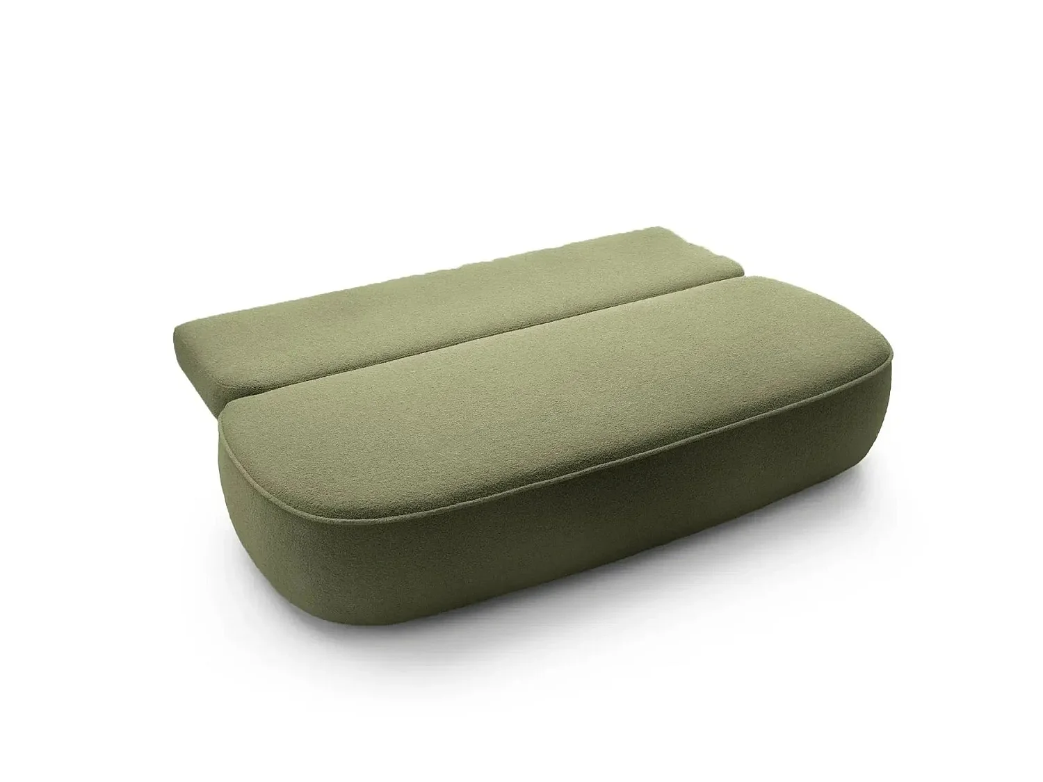 VICTOIRE - Canapé droit convertible tissu bouclette 2 places Vert olive