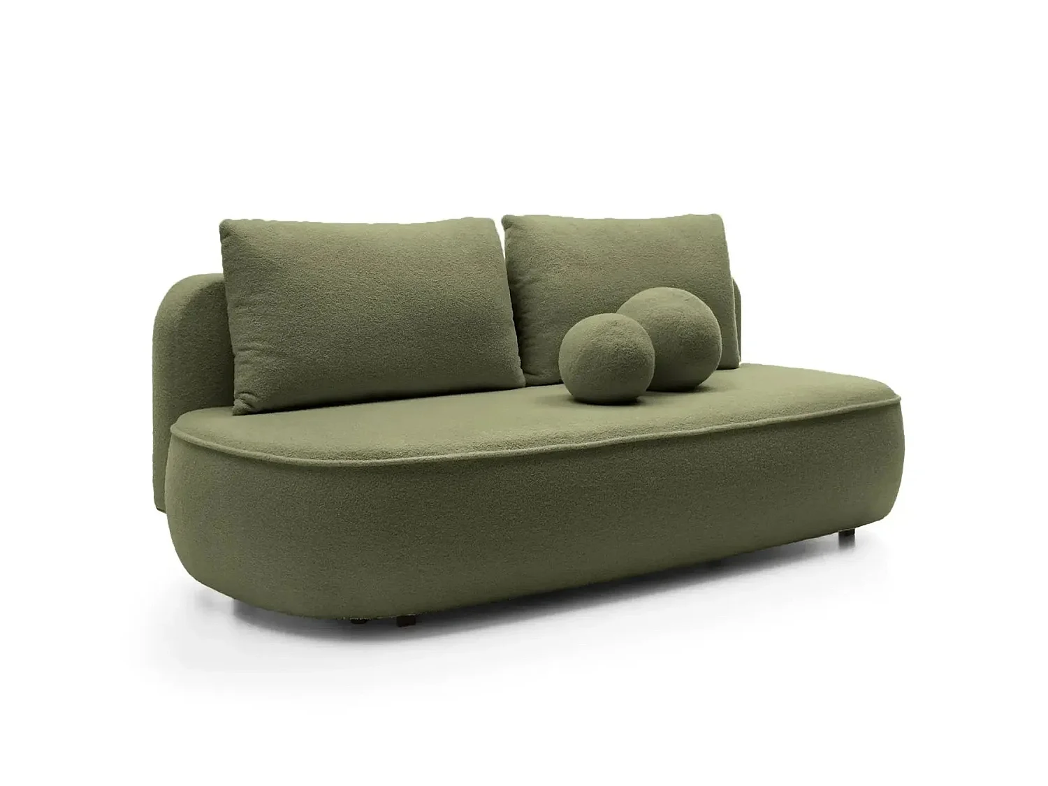 VICTOIRE - Canapé droit convertible tissu bouclette 2 places Vert olive