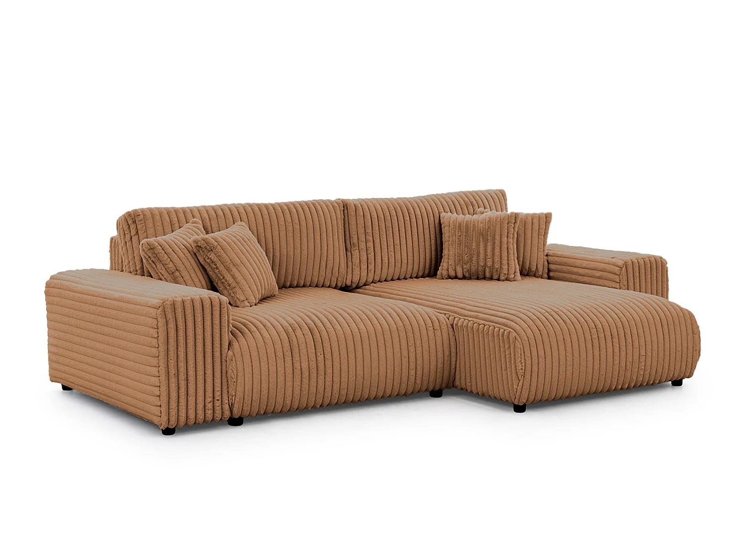 CAISA - 4-zits gros corduroy hoekbank - Terracotta