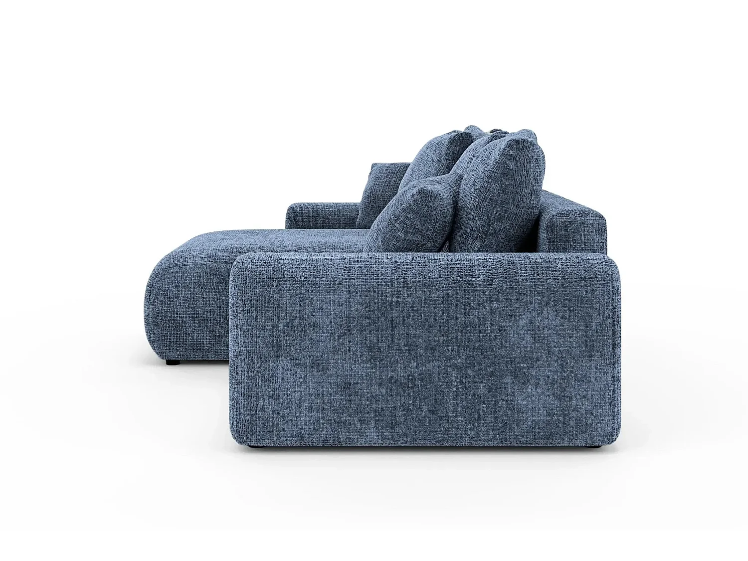 OLI - Canapé d'angle convertible tissu chenille 4 places Bleu