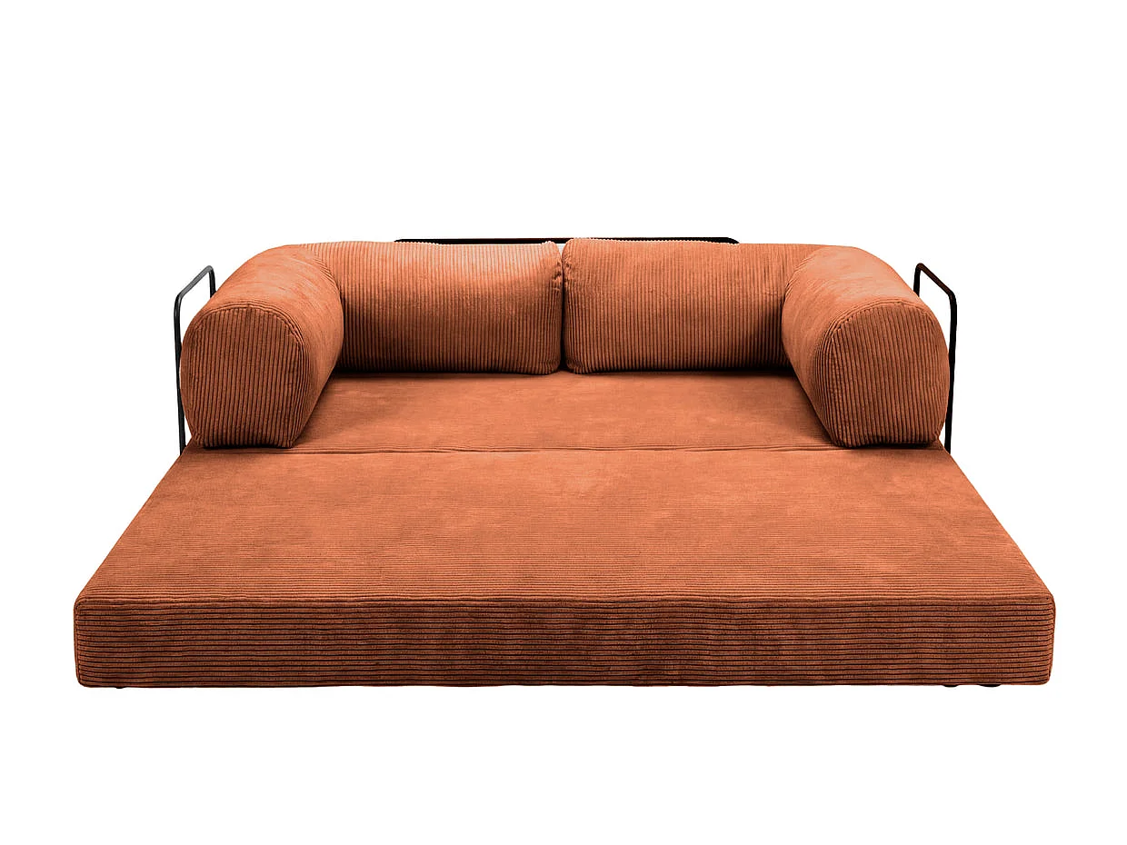 COSIMA - 3-zits corduroy rechte slaapbank - Terracotta