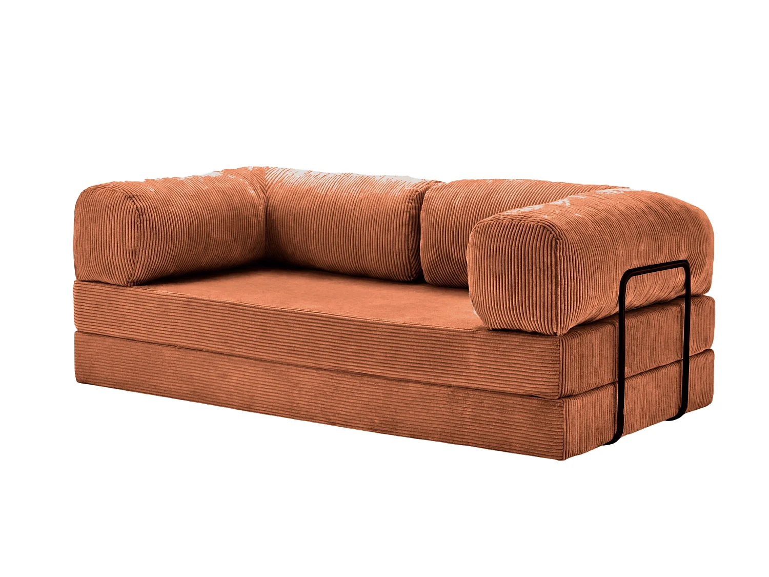COSIMA - 3-zits corduroy rechte slaapbank - Terracotta