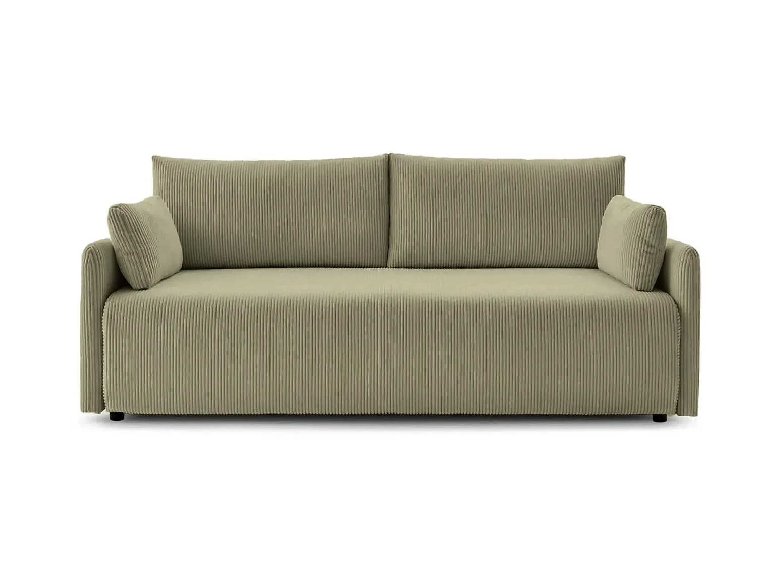 AXELLE - Canapé droit convertible velours côtelé 2 places Vert olive