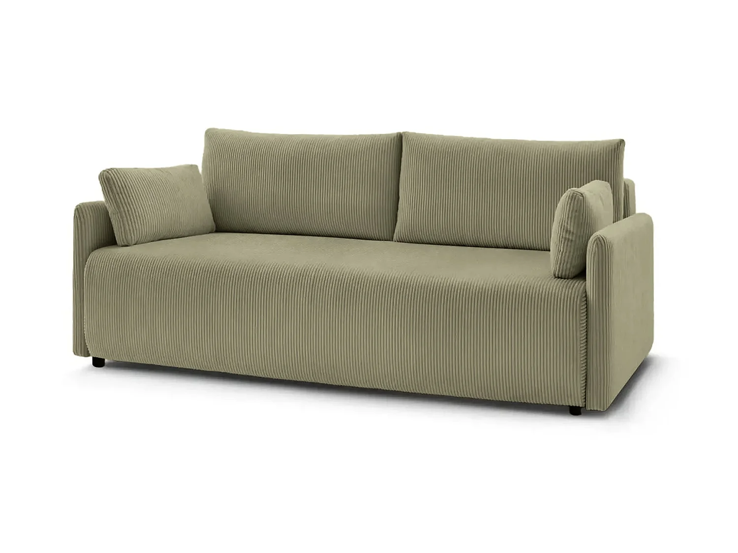 AXELLE - Canapé droit convertible velours côtelé 2 places Vert olive