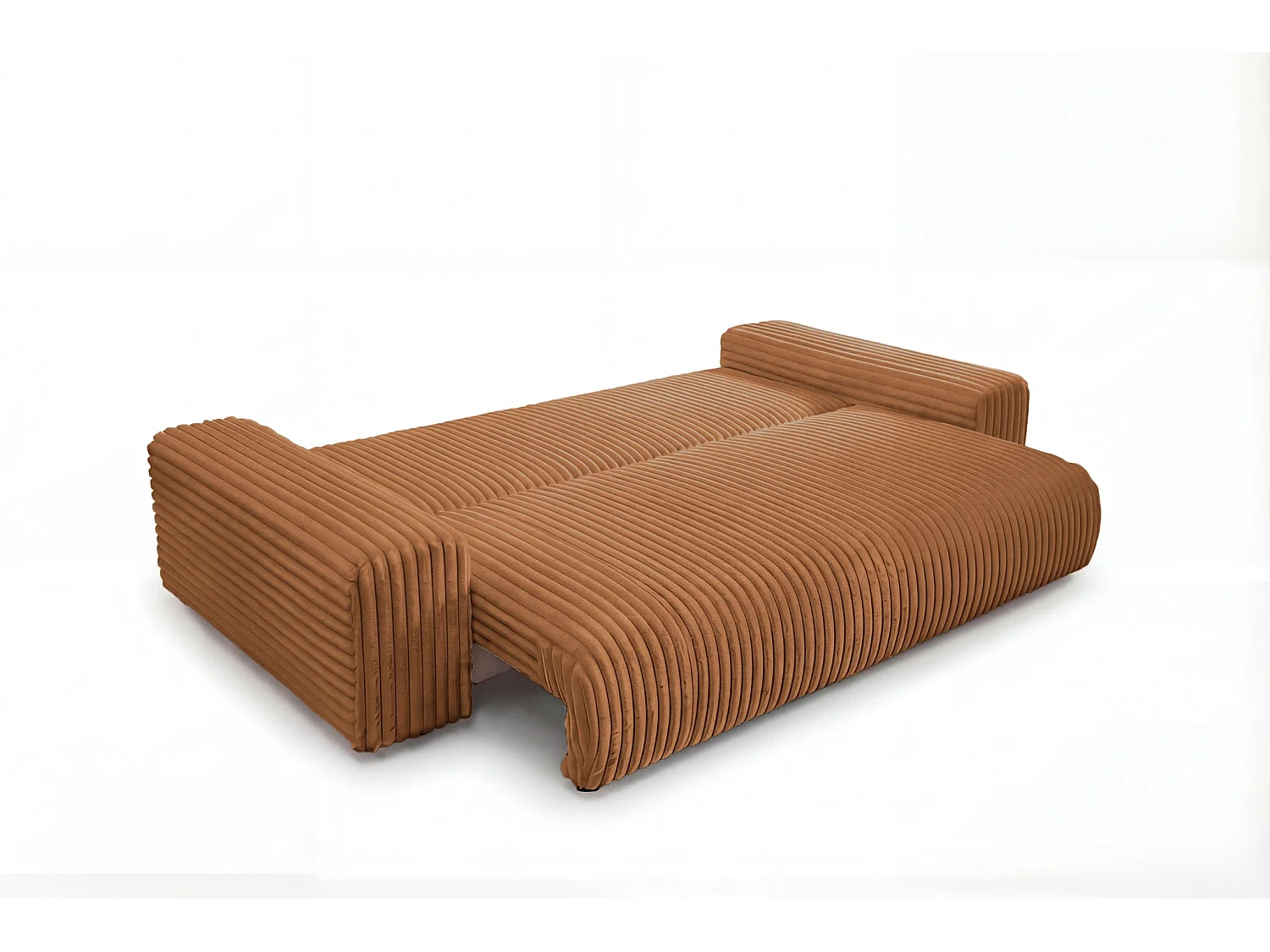 CAISA - 4-zits rechte slaapbank in ribfluweel - Terracotta
