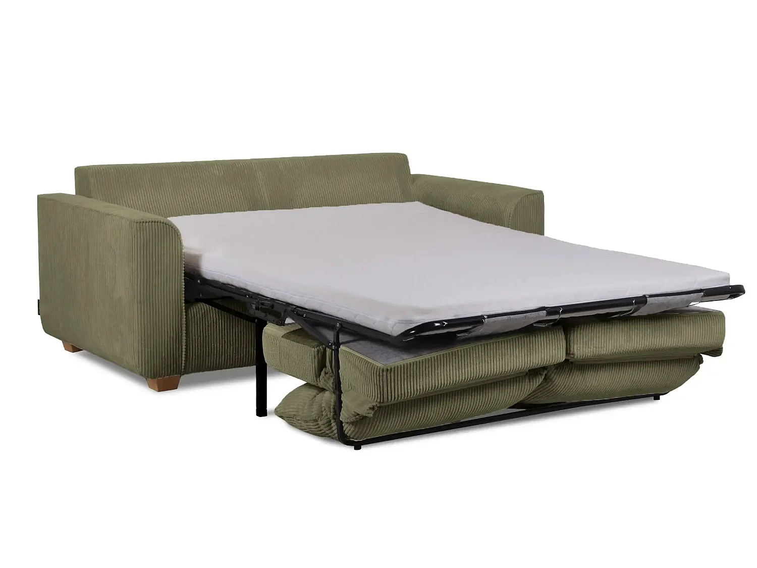 LOULOU - Canapé droit convertible velours côtelé 2 places Vert