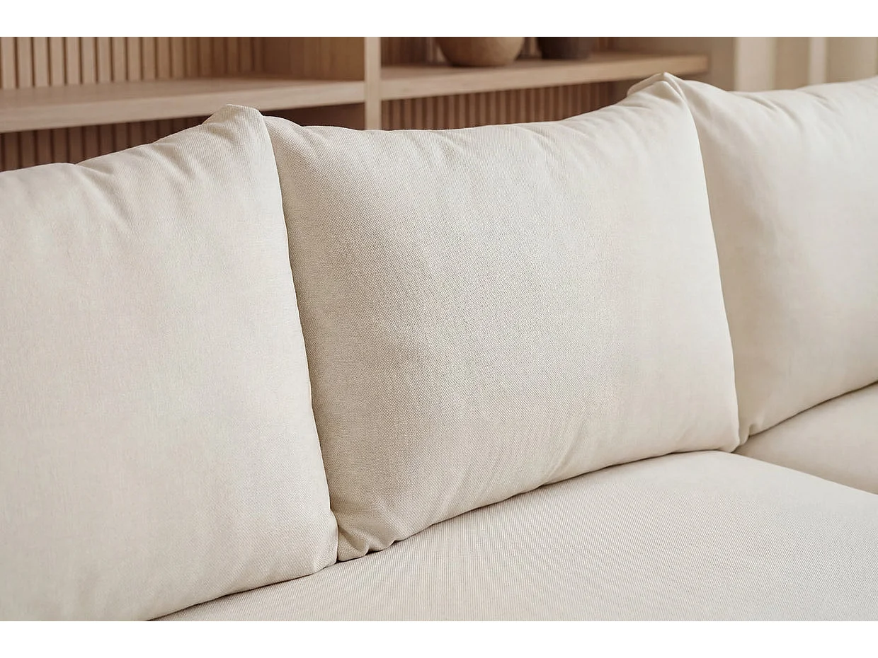 OCEANE - Canapé panoramique convertible tissu doux 5 places Beige