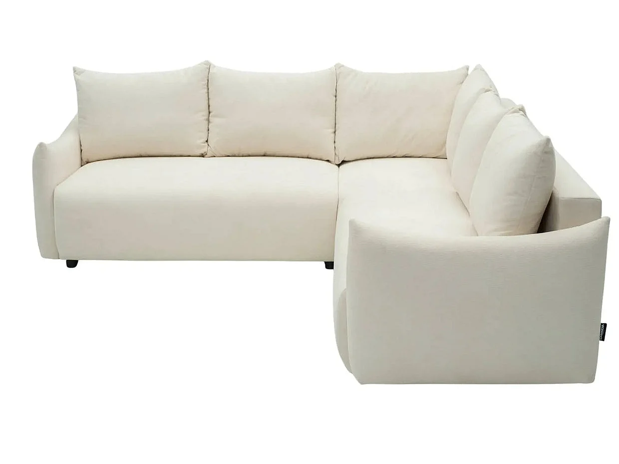 OCEANE - Canapé panoramique convertible tissu doux 5 places Beige
