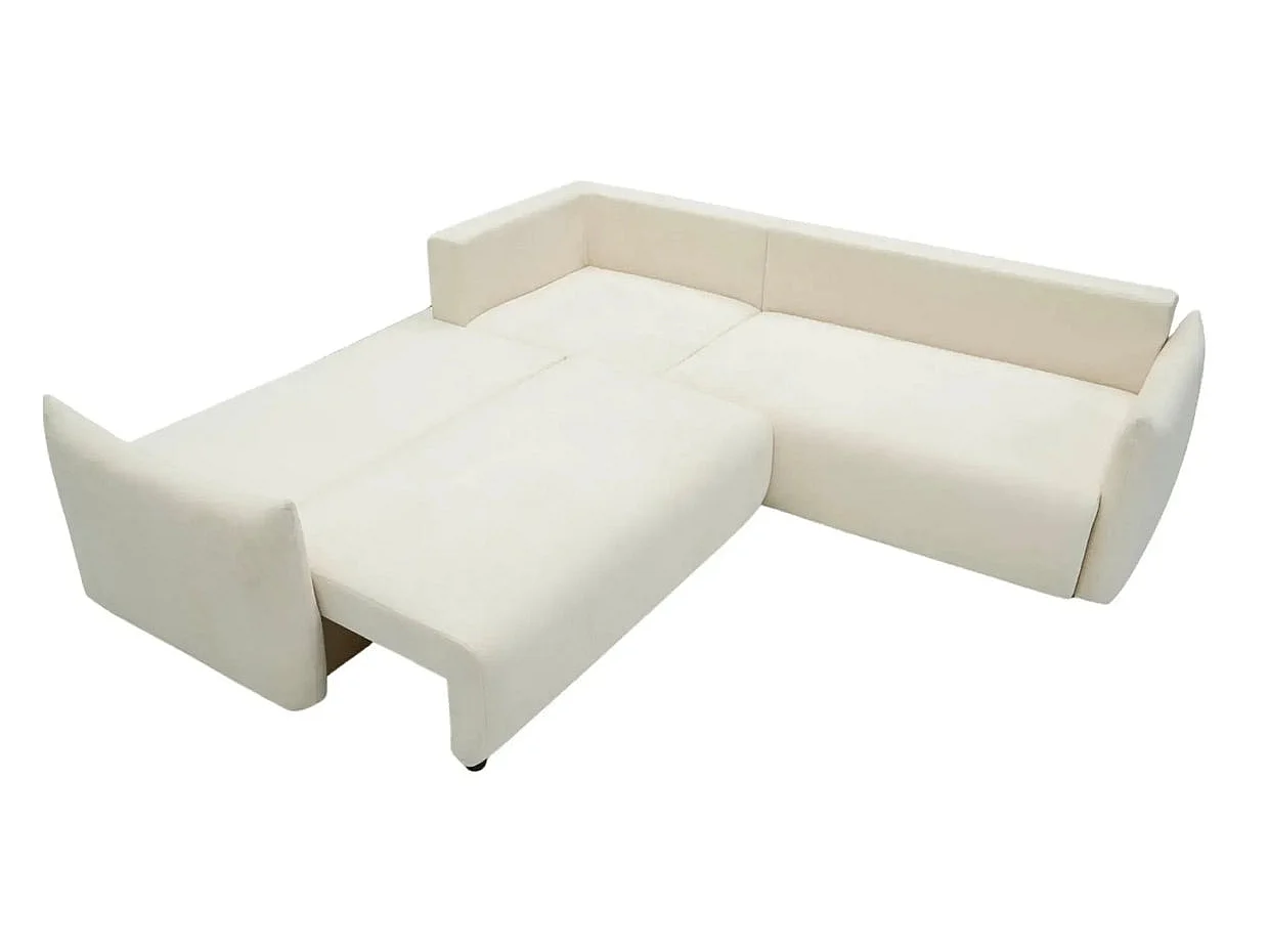OCEANE - Canapé panoramique convertible tissu doux 5 places Beige