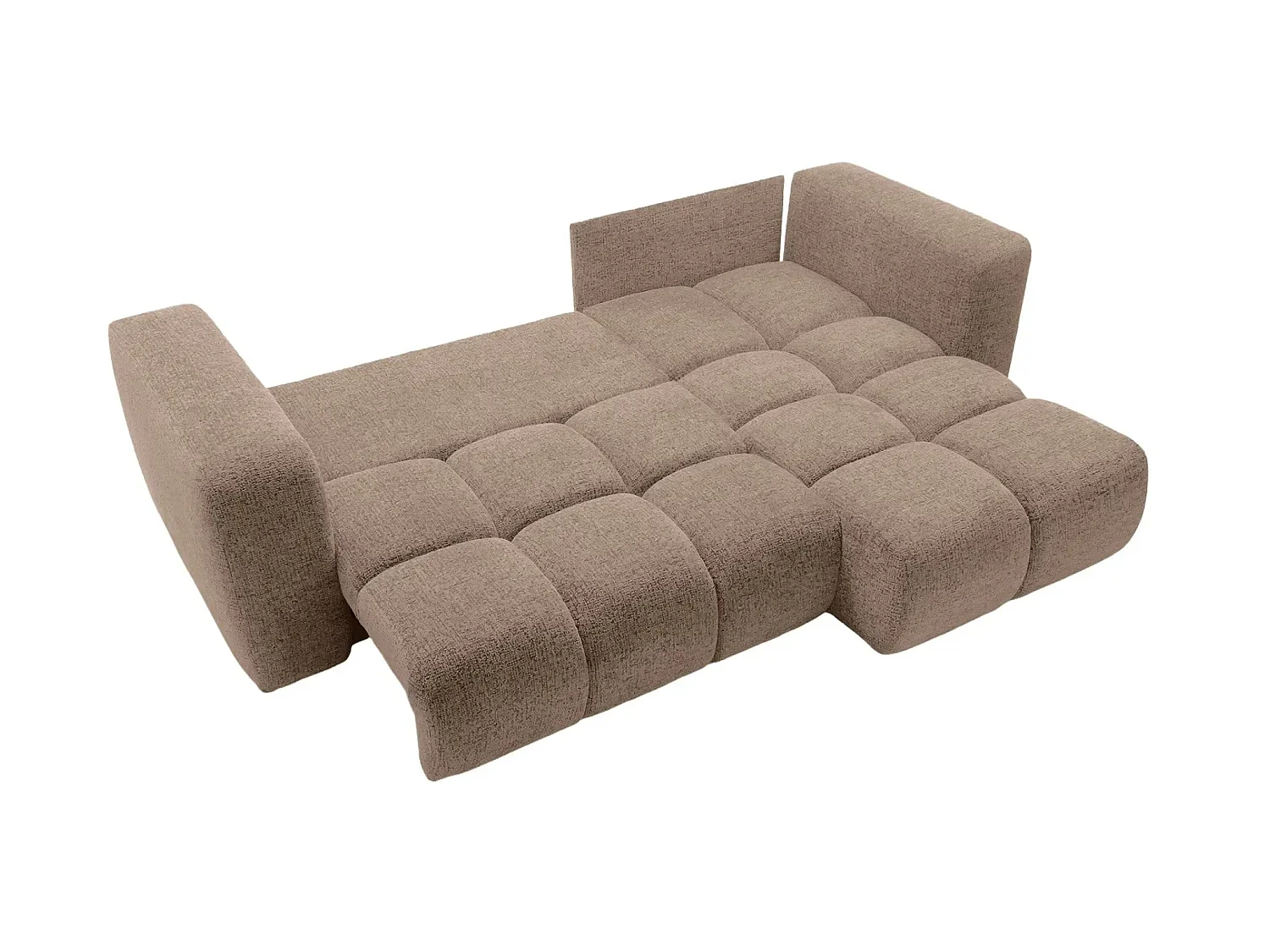 ROMY - Canapé d'angle convertible tissu chenille 3 places Café