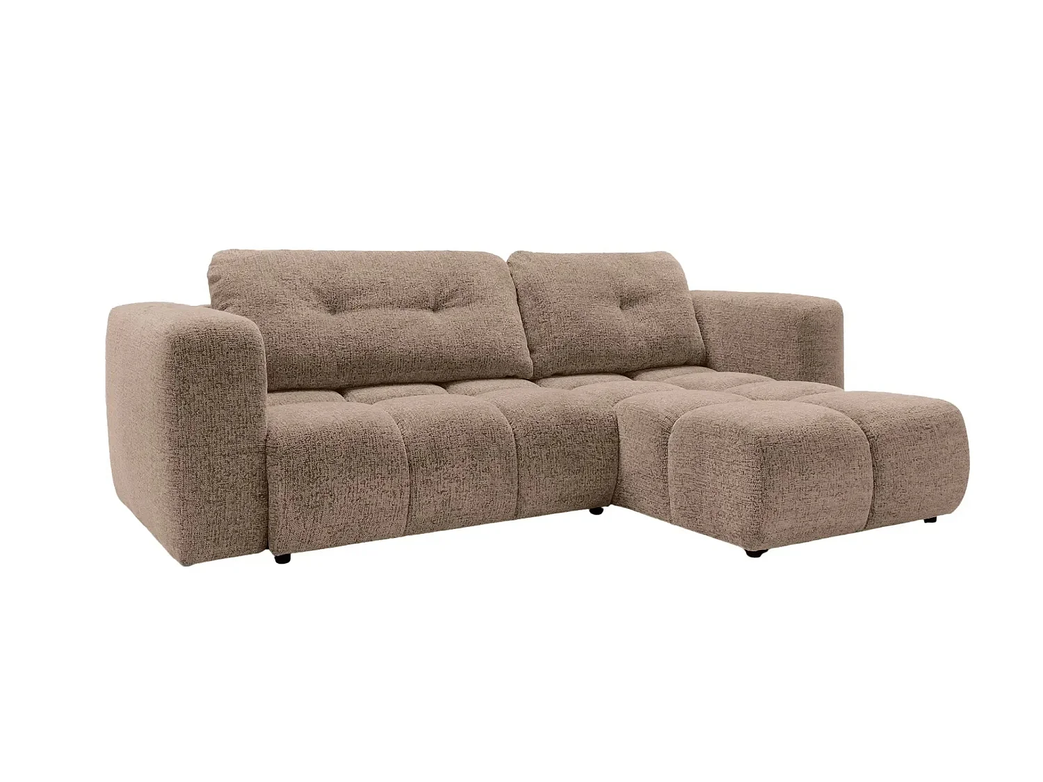 ROMY - Canapé d'angle convertible tissu chenille 3 places Café