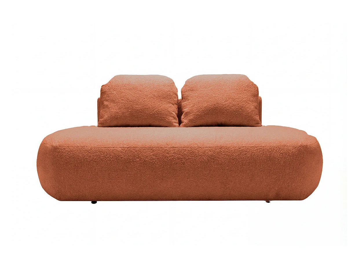 COLIN - Canapé droit convertible tissu texturé 2 places Terracotta