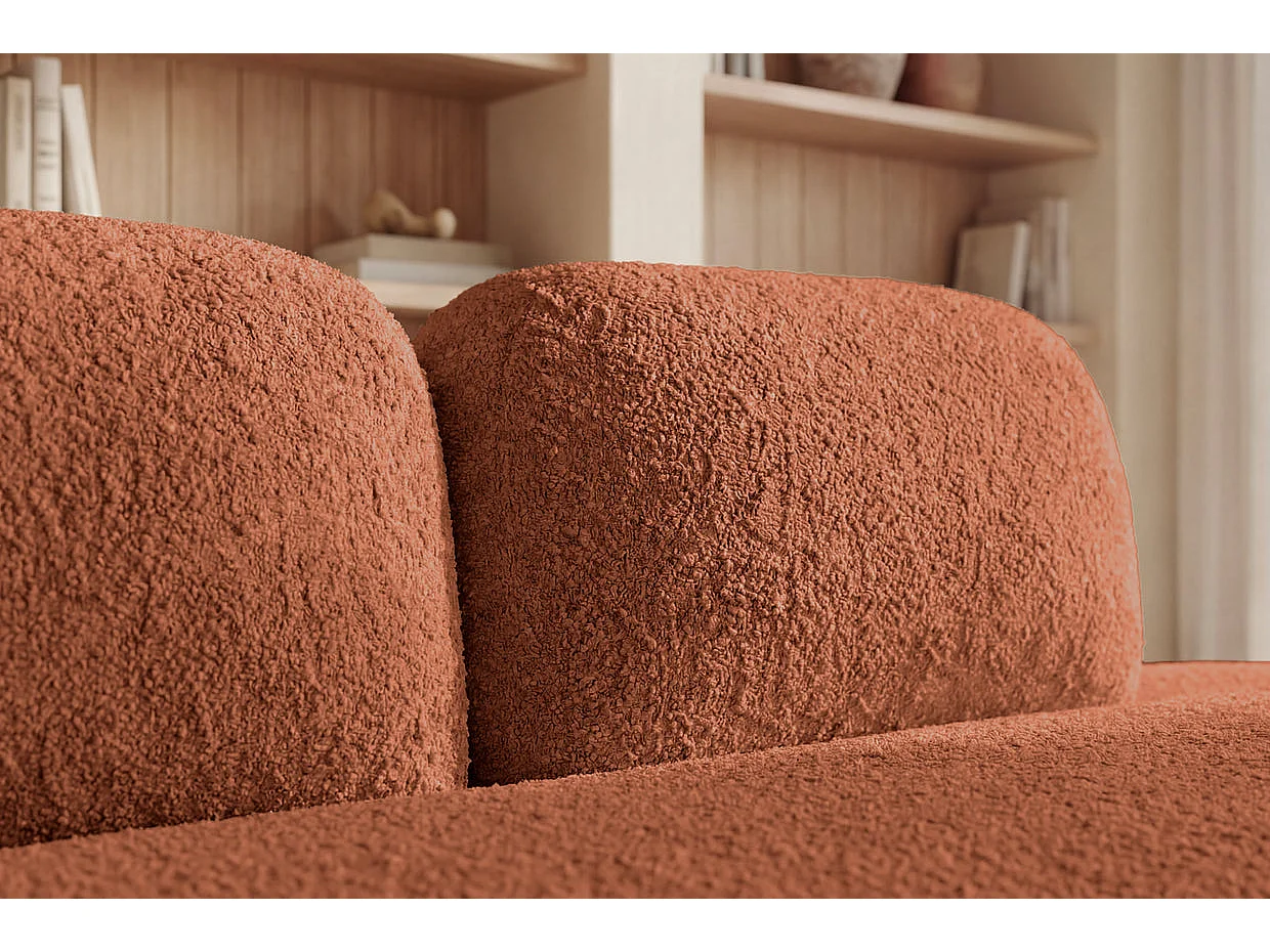 COLIN - Canapé droit convertible tissu texturé 2 places Terracotta