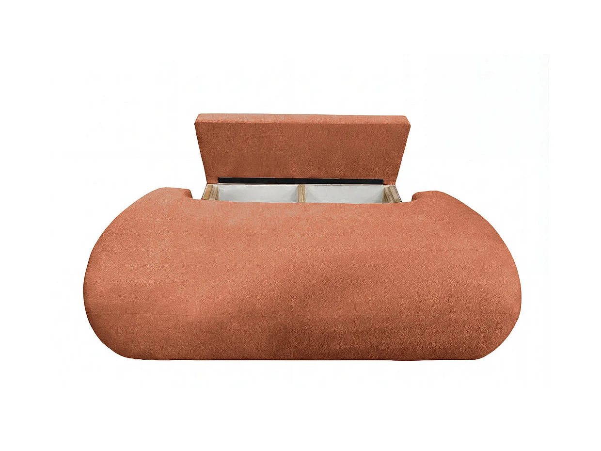 COLIN - Canapé droit convertible tissu texturé 2 places Terracotta