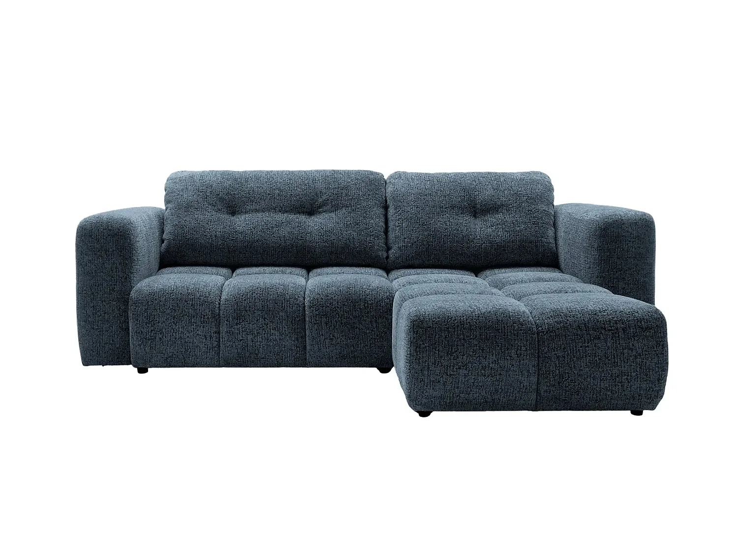 ROMY - Canapé d'angle convertible tissu chenille 3 places Bleu