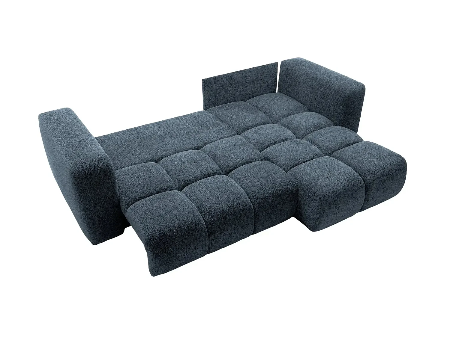 ROMY - Canapé d'angle convertible tissu chenille 3 places Bleu