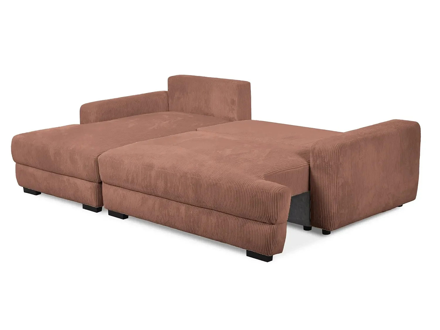FAUSTINE - 4 zits corduroy hoekbank - Recht - Terracotta
