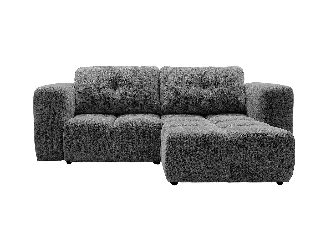ROMY MINI - Canapé d'angle convertible tissu chenille 2 places Gris foncé
