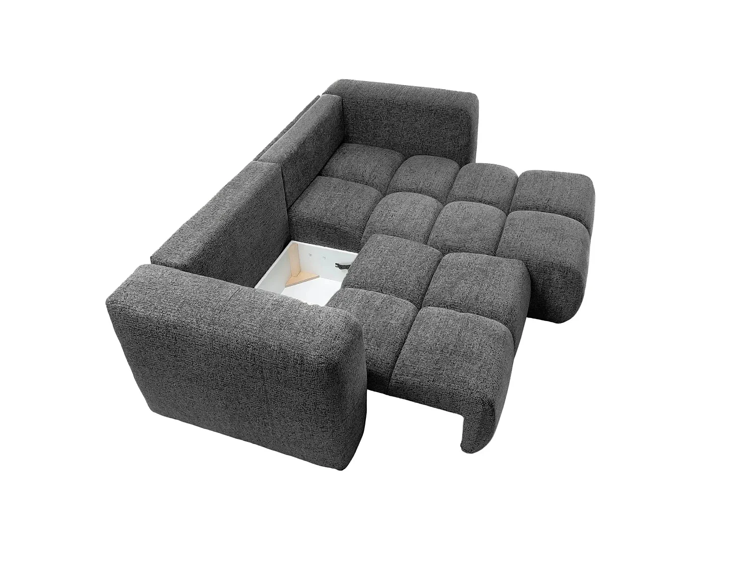 ROMY MINI - Canapé d'angle convertible tissu chenille 2 places Gris foncé