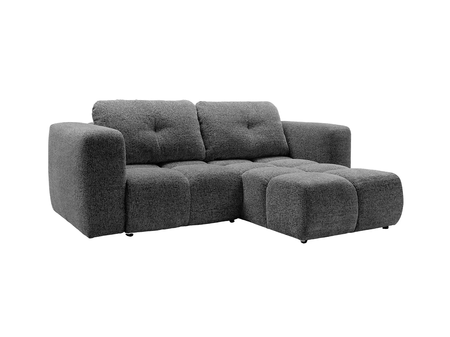 ROMY MINI - Canapé d'angle convertible tissu chenille 2 places Gris foncé