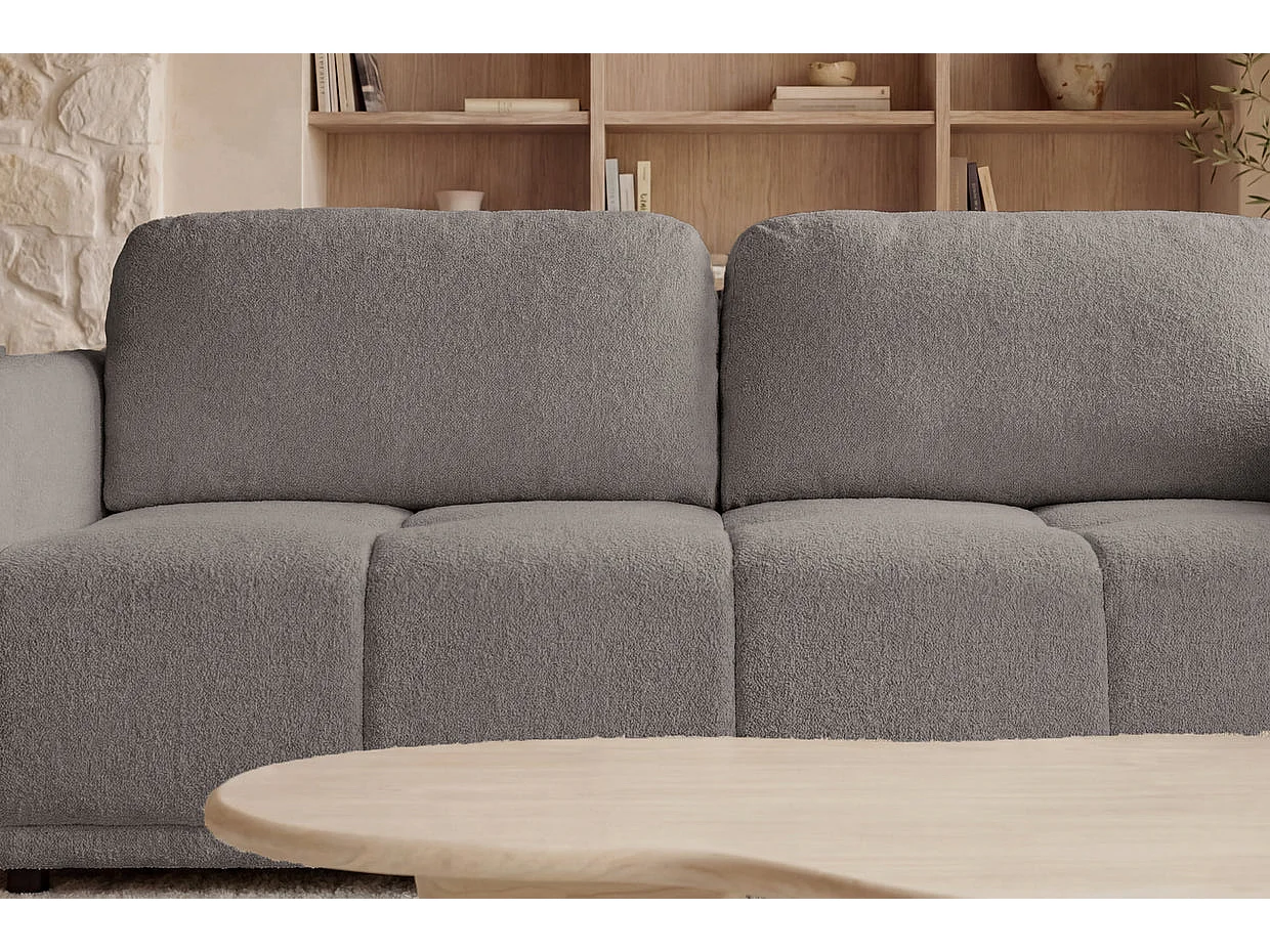 DANA - Canapé droit convertible tissu lisse 3 places Taupe