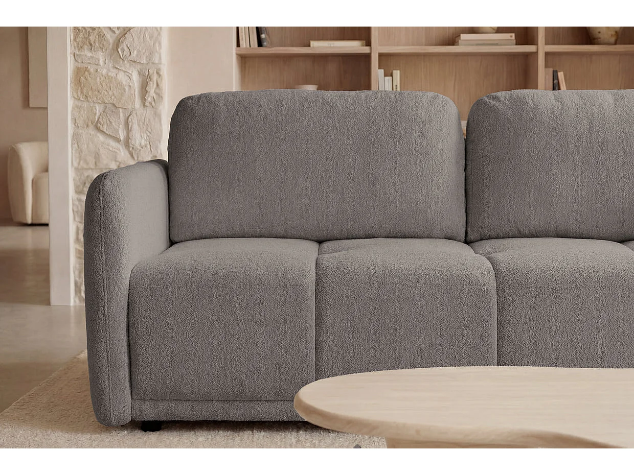 DANA - Canapé droit convertible tissu lisse 3 places Taupe