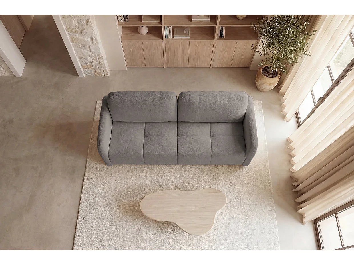 DANA - Canapé droit convertible tissu lisse 3 places Taupe