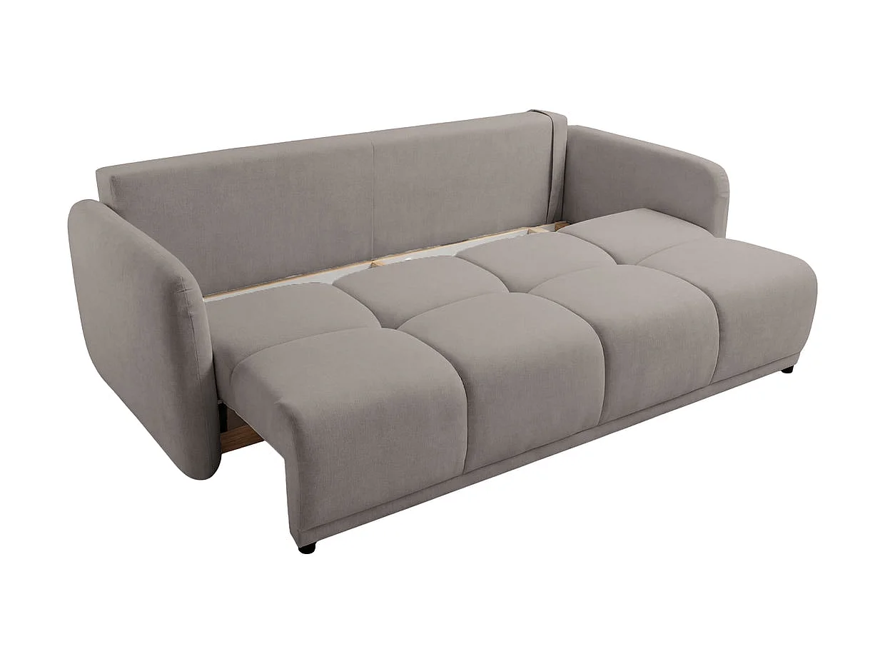 DANA - Canapé droit convertible tissu lisse 3 places Taupe