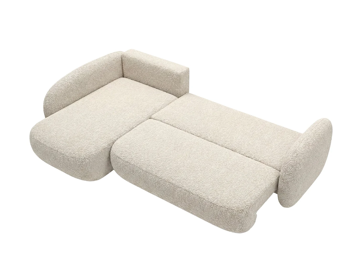 SANTIAGO L - Canapé d'angle convertible tissu bouclette Beige Gauche