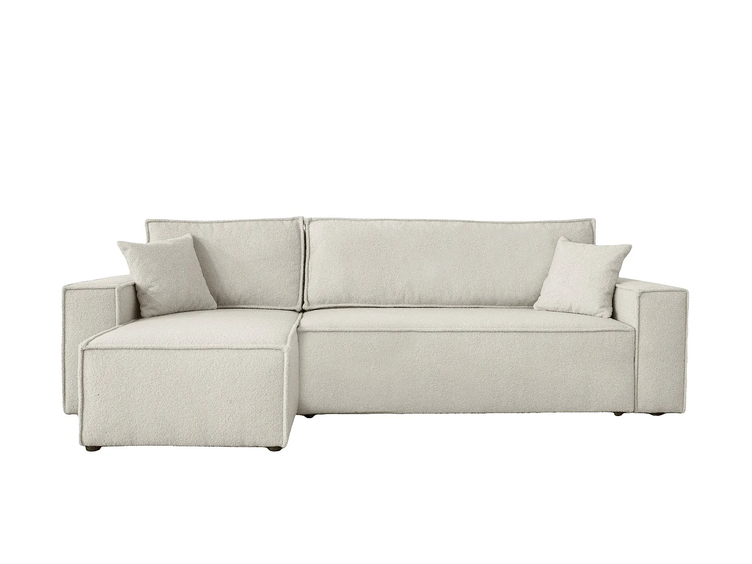 ROMEO - Canapé d'angle convertible tissu bouclette Beige