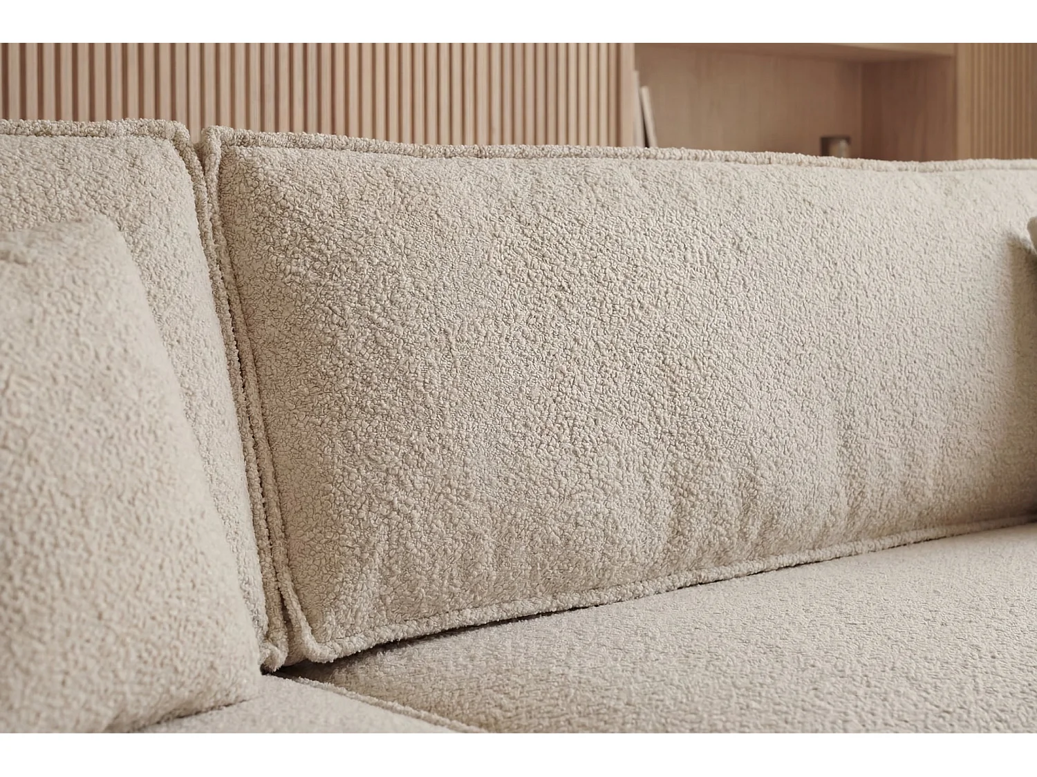 ROMEO - Canapé d'angle convertible tissu bouclette Beige