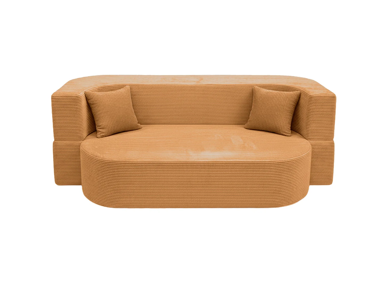 VENEDA - Canapé droit convertible velours côtelé 3 places Moutarde
