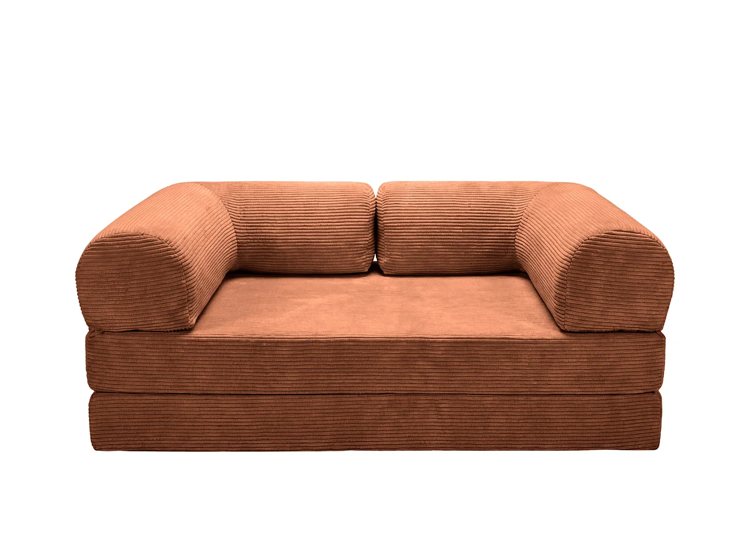 AMARA - 3-zits ribfluwelen slaapbank - Terracotta