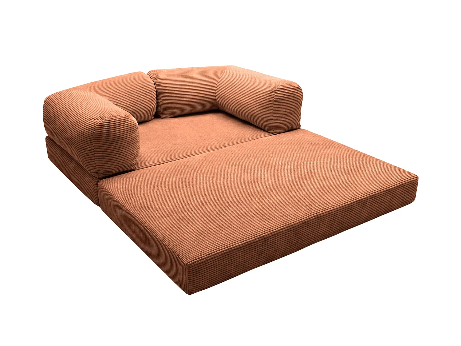 AMARA - 3-zits ribfluwelen slaapbank - Terracotta