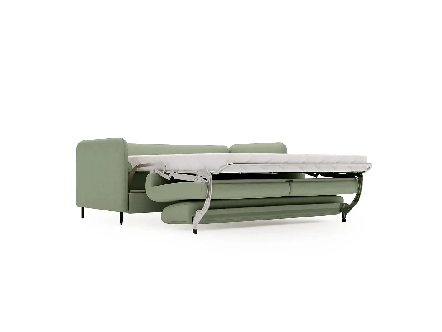VICKY - Canapé droit convertible tissu lisse 2 places Vert
