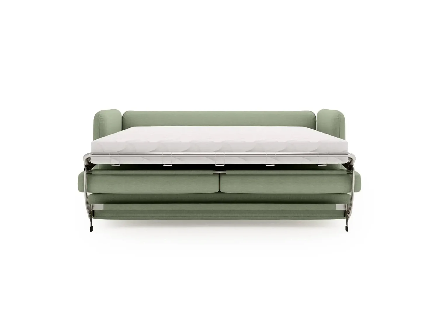 VICKY - Canapé droit convertible tissu lisse 2 places Vert