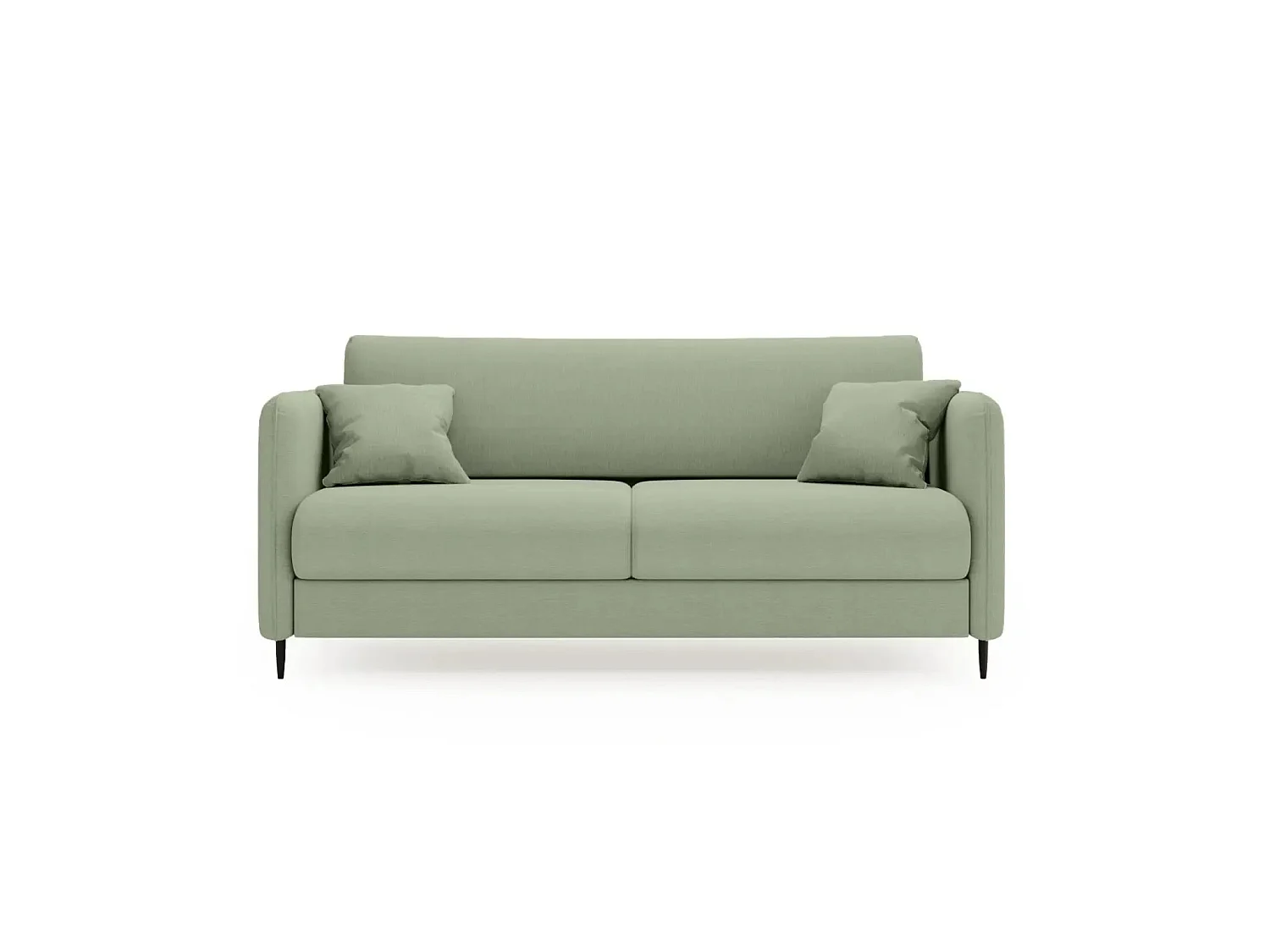 VICKY - Canapé droit convertible tissu lisse 2 places Vert