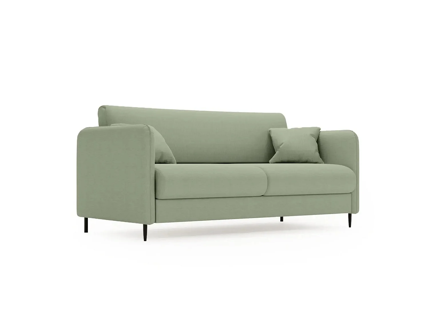 VICKY - Canapé droit convertible tissu lisse 2 places Vert