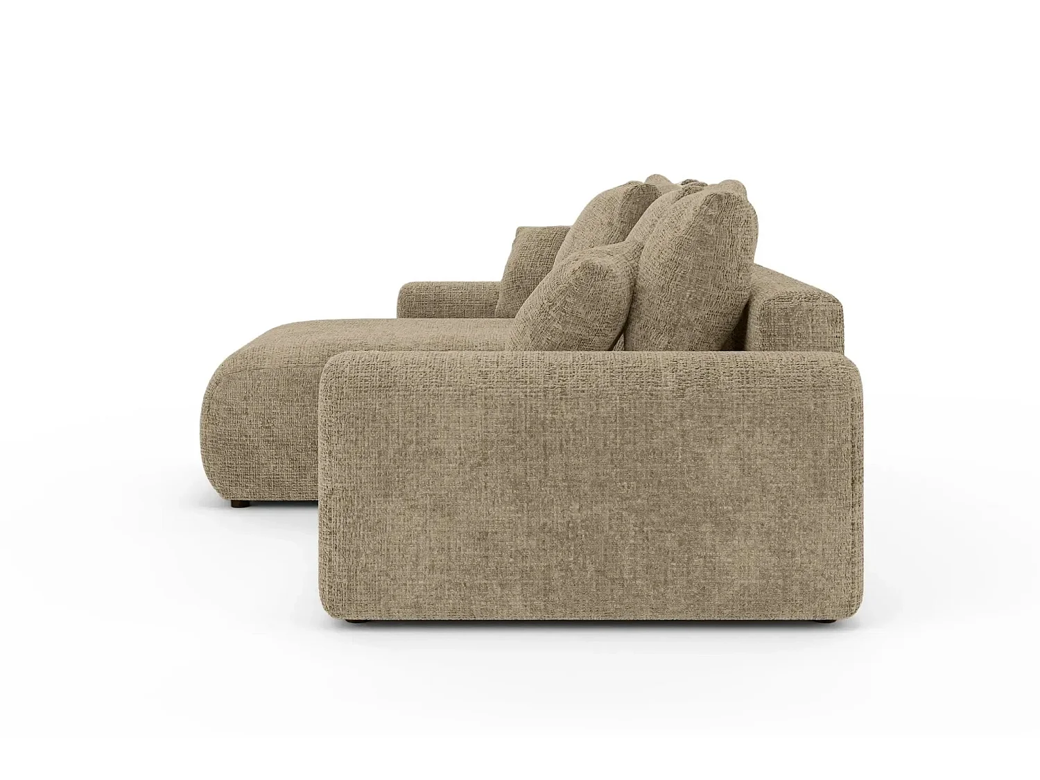 OLI - Canapé d'angle convertible tissu chenille 4 places Café