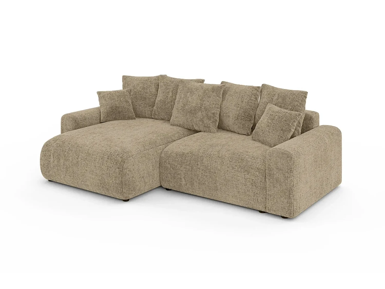 OLI - Canapé d'angle convertible tissu chenille 4 places Café