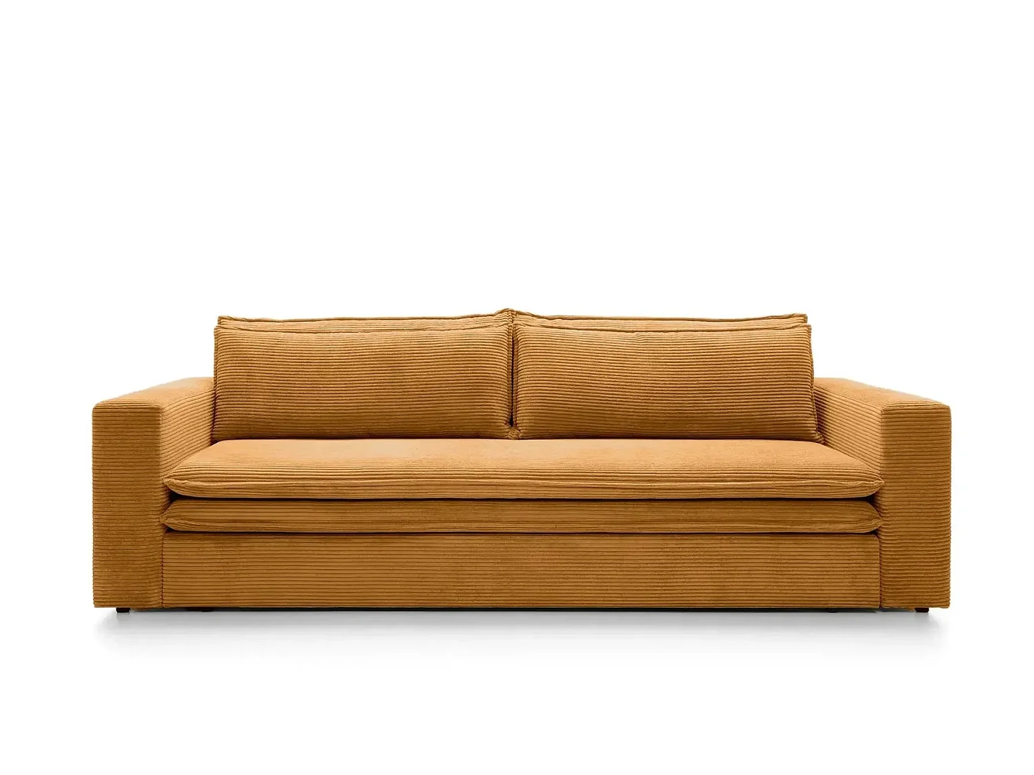 OSCAR PLUS - Canapé droit convertible velours côtelé 3 places Moutarde