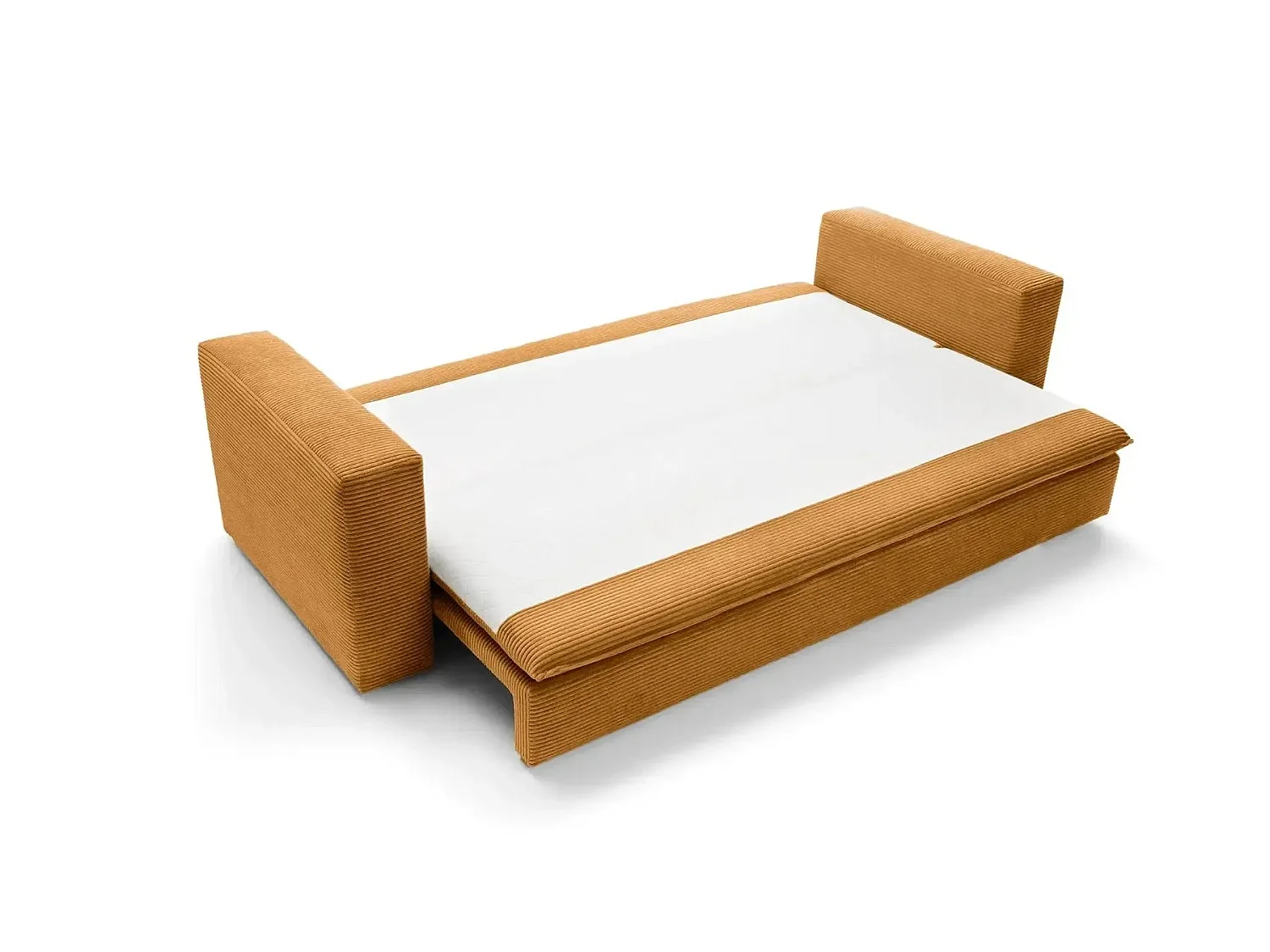 OSCAR PLUS - Canapé droit convertible velours côtelé 3 places Moutarde
