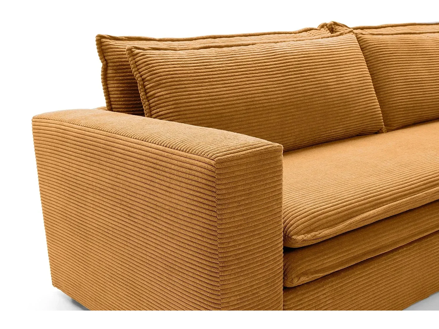 OSCAR PLUS - Canapé droit convertible velours côtelé 3 places Moutarde