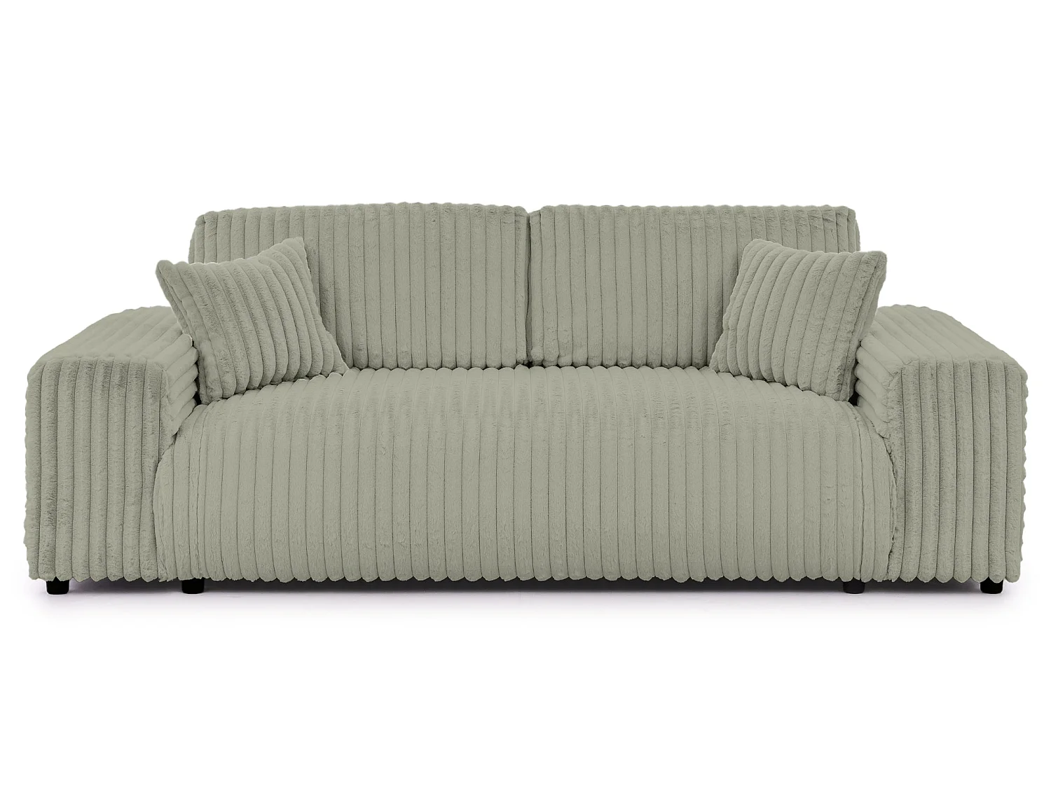 CAISA - Canapé droit convertible velours côtelé 3 places - Vert