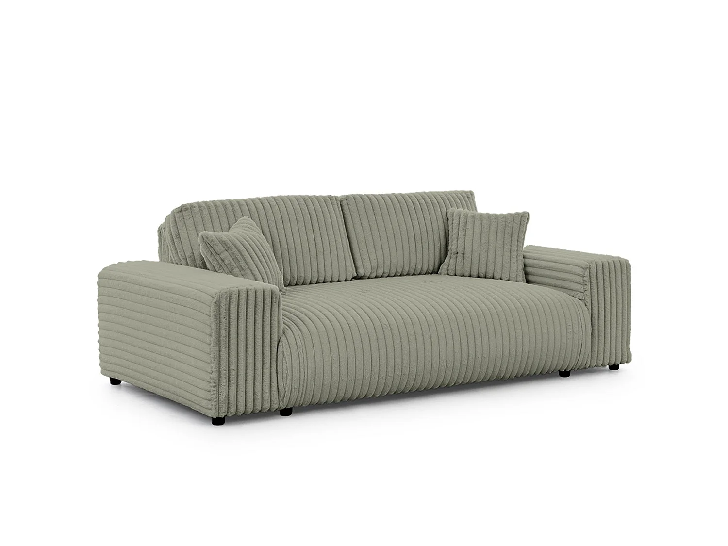 CAISA - Canapé droit convertible velours côtelé 3 places - Vert